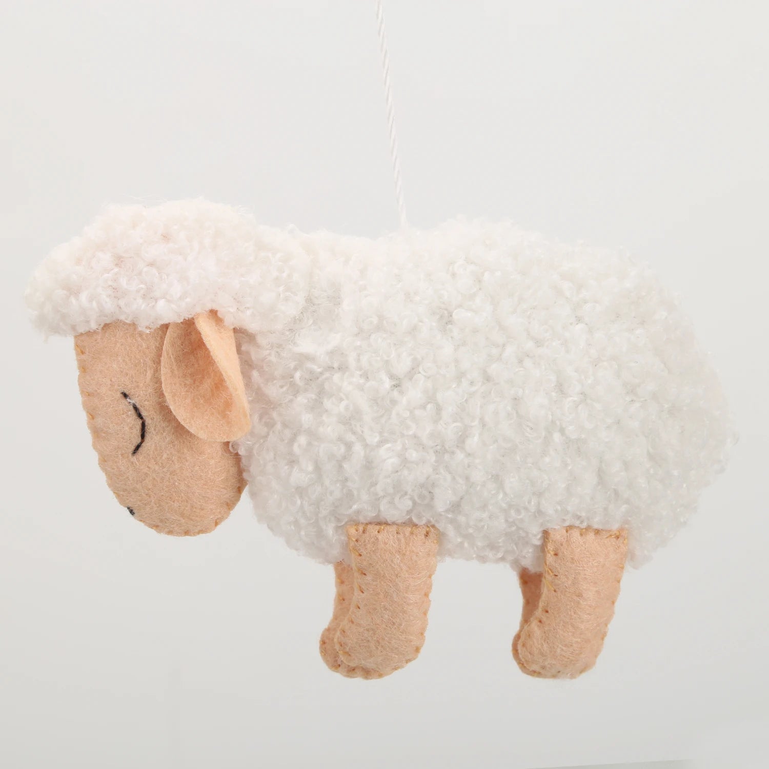 Bouclé Sheep Baby Mobile | Neutral Nursery Mobile with Sheep, Moon &amp; Clouds