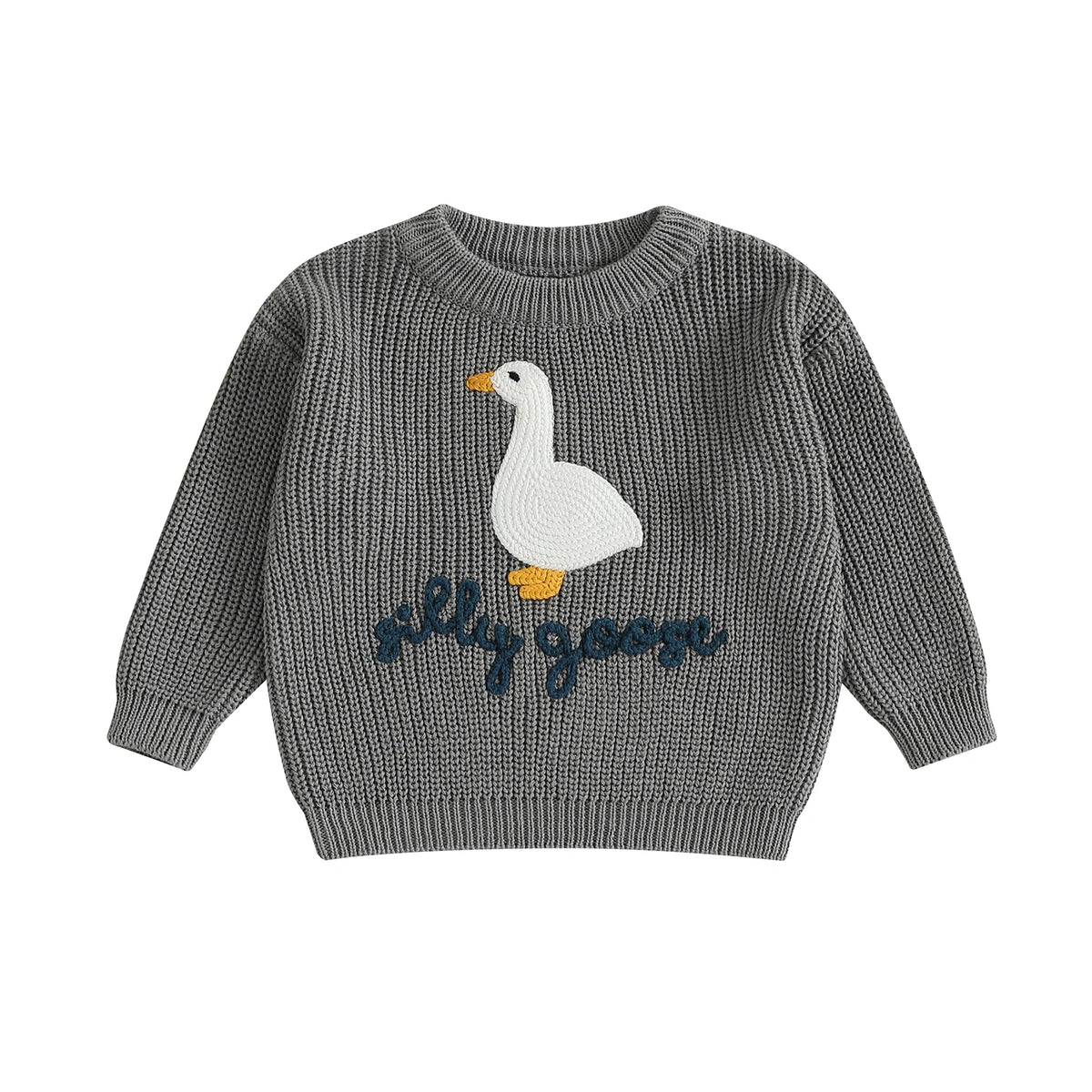 Goose Knit Baby Jumper | Embroidered Cotton Blend Toddler Sweater