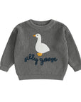 Goose Knit Baby Jumper | Embroidered Cotton Blend Toddler Sweater
