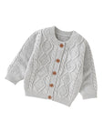 Gray - Classic Cable Knit Baby Cardigan Baby Stork