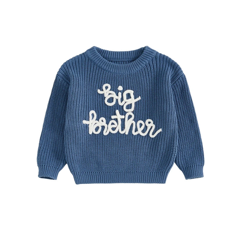 Blue - Big Brother Embroidered Knit Sweater Baby Stork