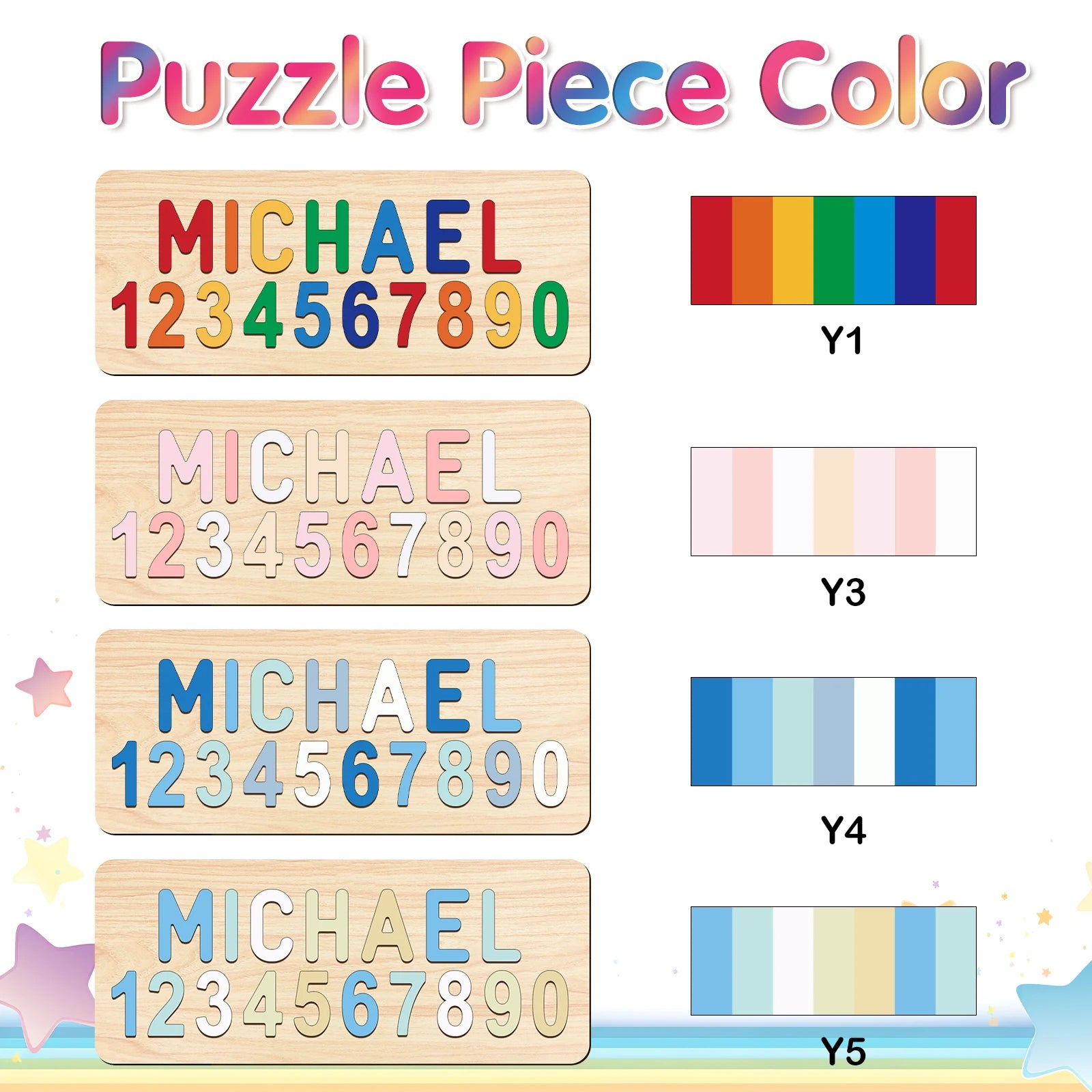 - Custom Wooden Name &amp; Number Puzzle – Personalised Educational Toy Baby Stork