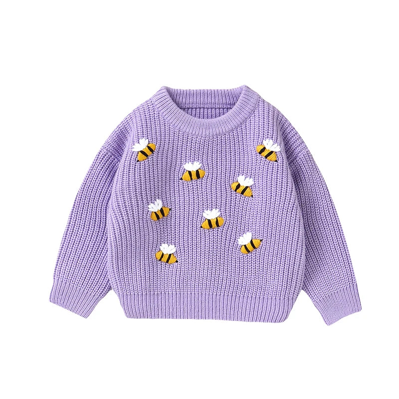 Purple - Busy Bee Knit Jumper Baby Stork