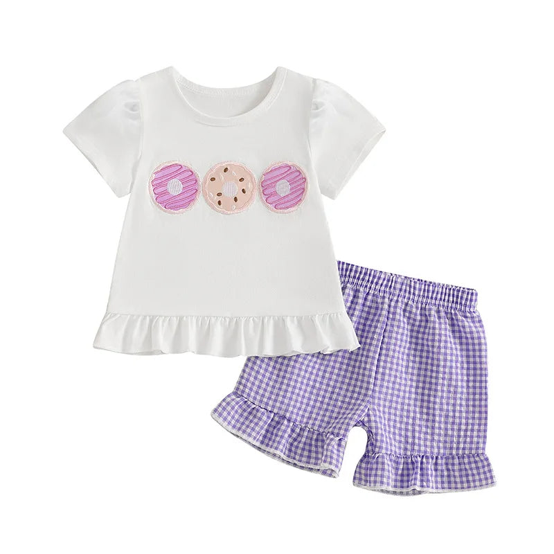 Purple - Ice Cream Appliqué Shorts Set Baby Stork