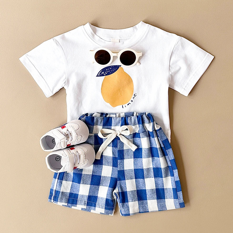 - Lemon Gingham Baby Set – 2 Piece Outfit | Blue Baby Stork
