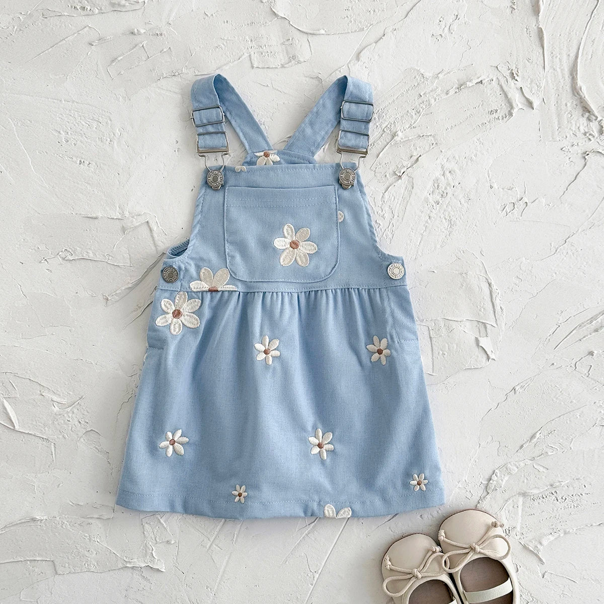 - Blue Daisy Overall Dress Baby Stork