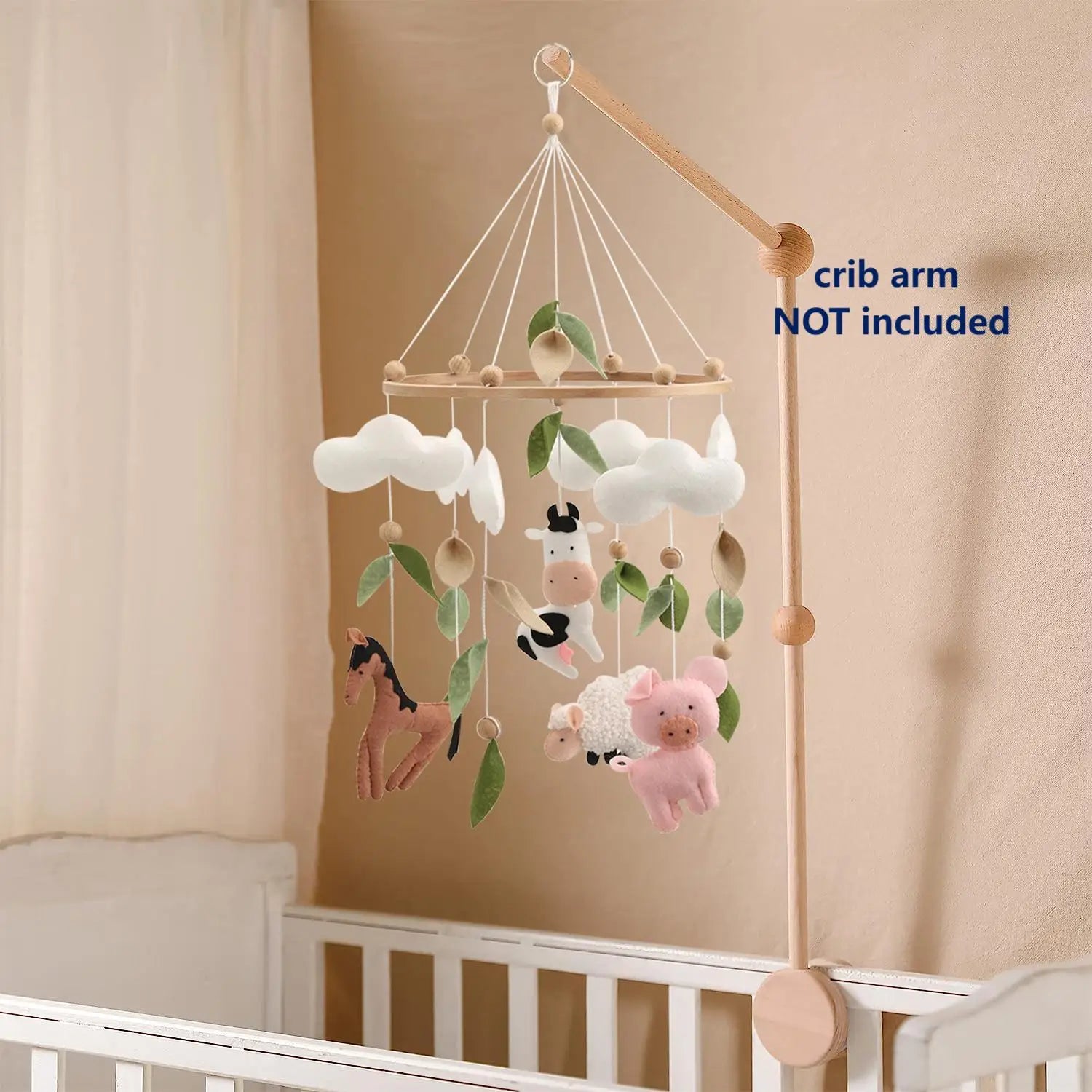 - Farmyard Friends Animals Baby Mobile – Handmade Felt Cot Mobile Baby Stork