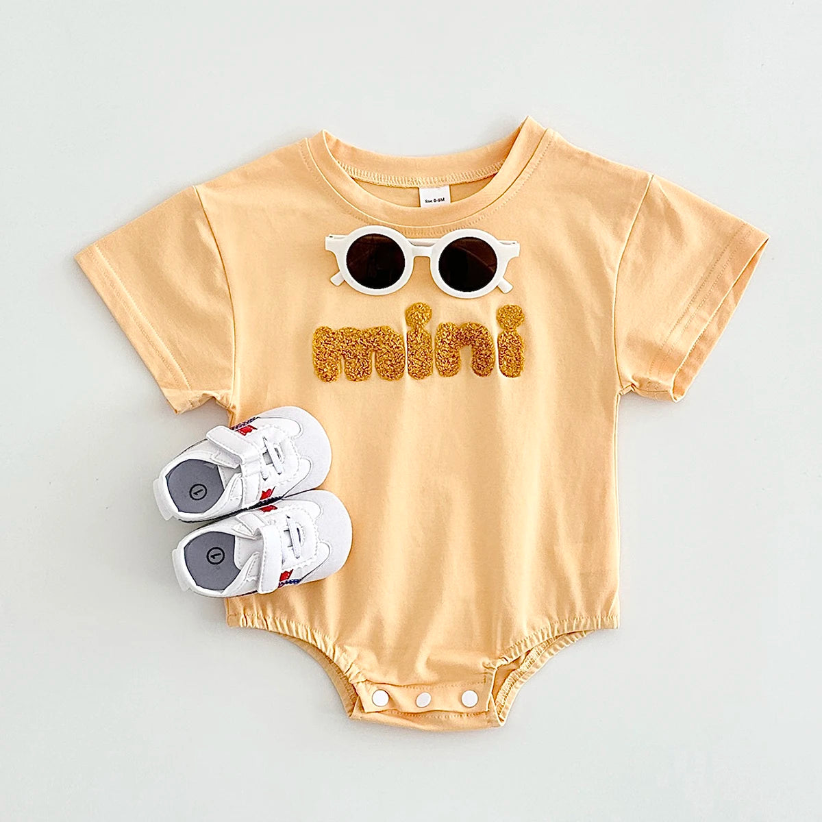 Yellow - Mini Textured Baby Romper – Soft Cotton Blend Bodysuit Baby Stork