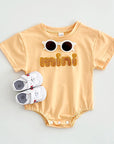 Yellow - Mini Textured Baby Romper – Soft Cotton Blend Bodysuit Baby Stork