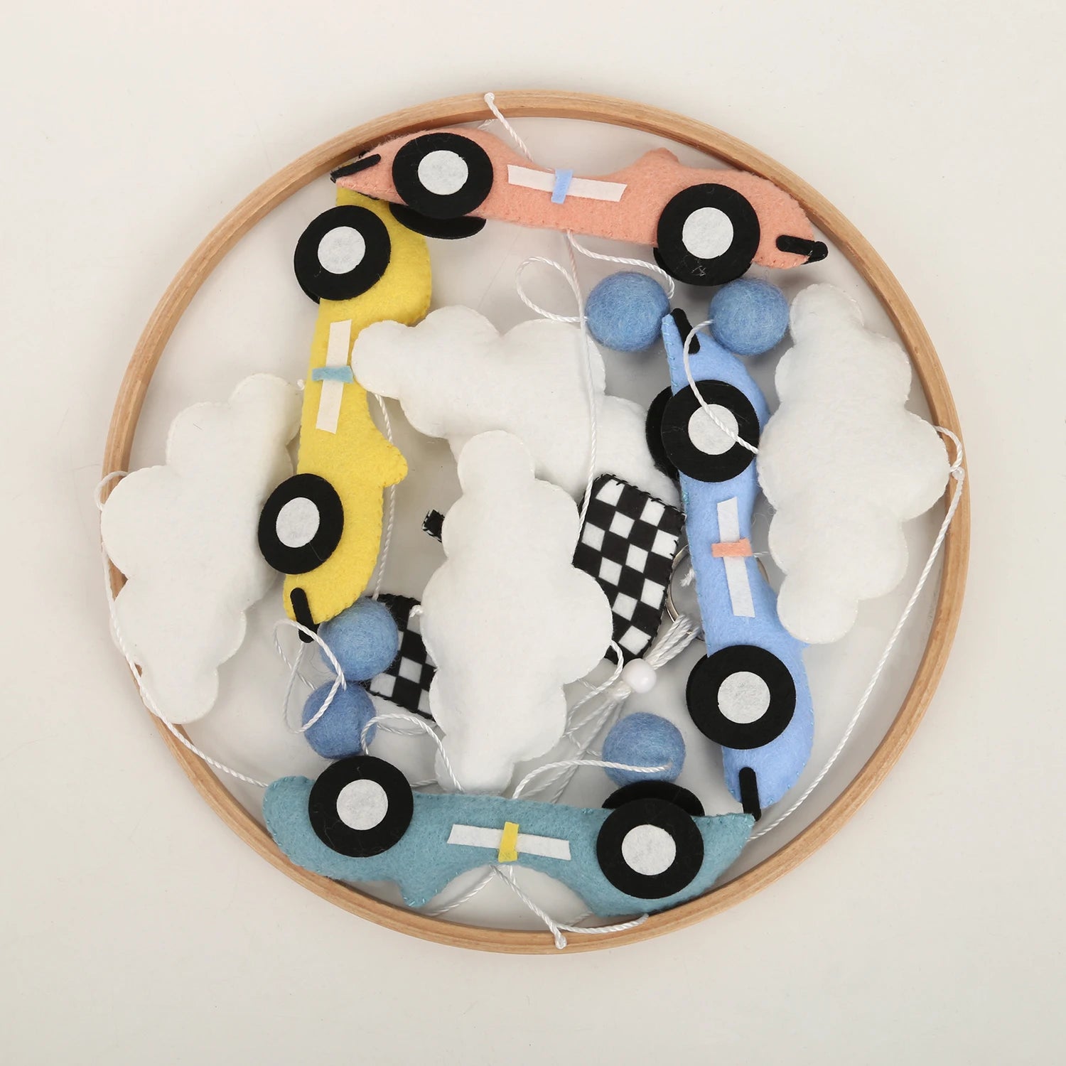 - Retro Racing Car Felt Baby Mobile Baby Stork