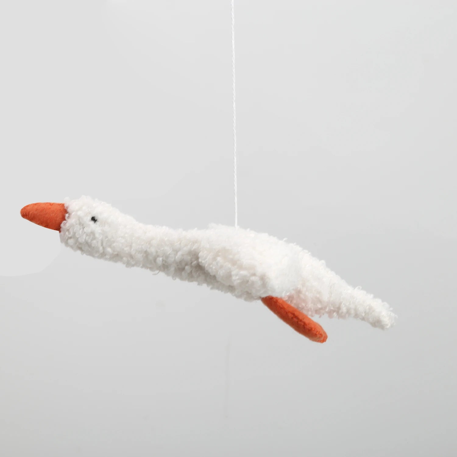 Goose Baby Mobile | Bouclé Goose Nursery Mobile with Clouds &amp; Moon