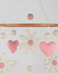 - Daisy & Hearts Felt Cot Mobile - Pink & Cream AE