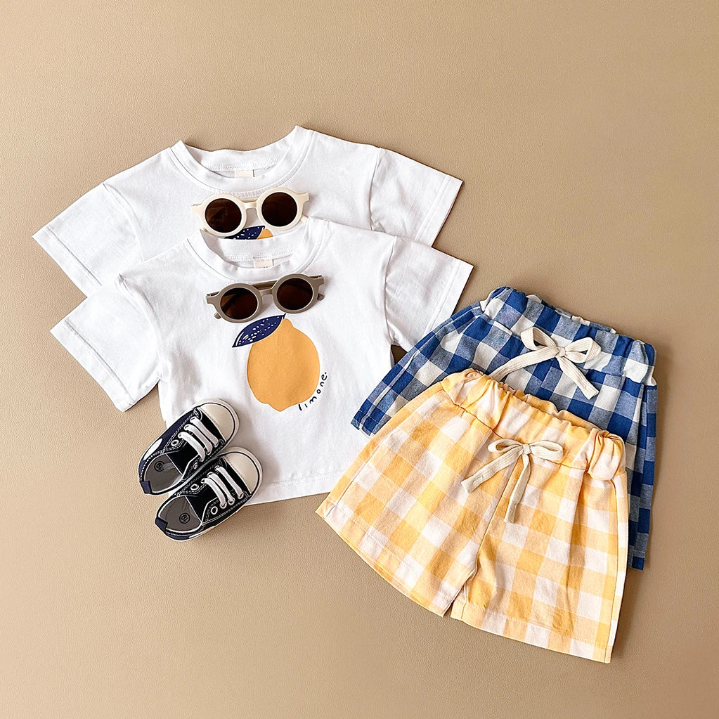 - Lemon Gingham Baby Set – 2 Piece Outfit | Blue Baby Stork