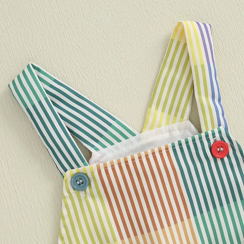 - Rainbow Stripe Overalls Baby Stork