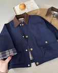 Kids Check Detail Collared Jacket