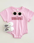 Pink - Mini Textured Baby Romper – Soft Cotton Blend Bodysuit Baby Stork
