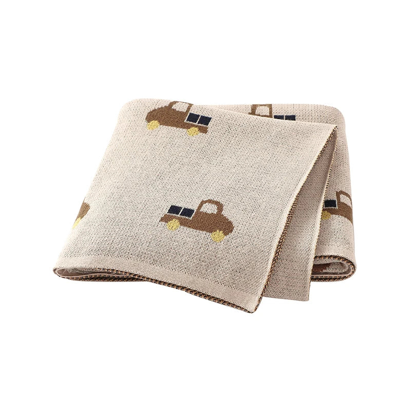 Caramel - Truck Pattern Baby Blanket – 90 × 70 cm | Soft Acrylic | 6 Colours Baby Stork