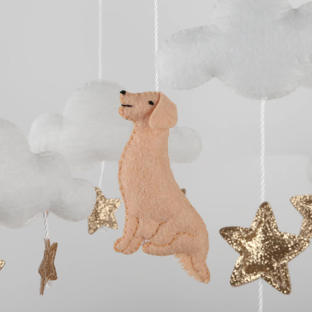 - Golden Retriever Felt Cot Mobile - Tan & Cream AE