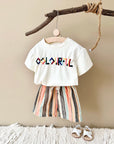 2-3Y - Colourful Striped Shorts Set – 2 Piece Baby Outfit Baby Stork