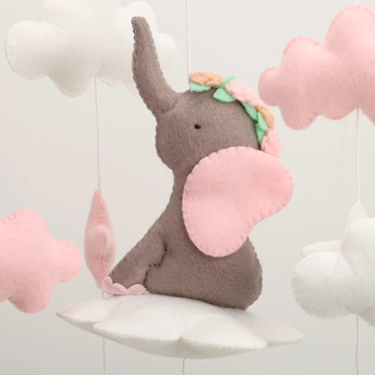 - Pink Elephant Cloud Baby Mobile – Whimsical Nursery Décor Baby Stork