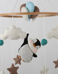 - Penguin Baby Mobile with Balloons | Blue Nursery Mobile Decor Baby Stork