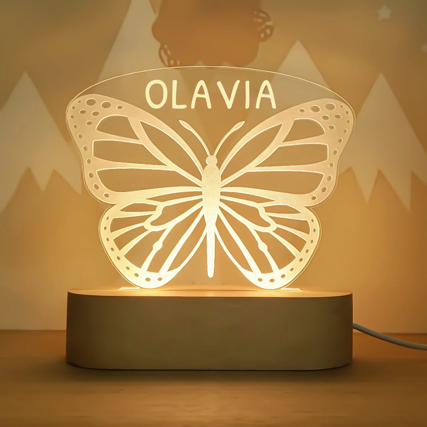 Unique Names Light Personalised Name Acrylic Night Light - 12 Fun Designs – Baby Stork