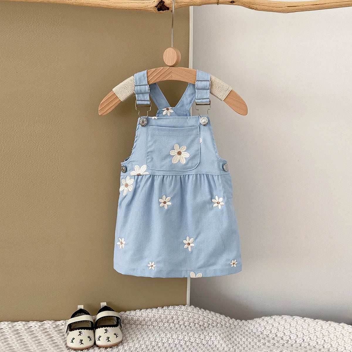 - Blue Daisy Overall Dress Baby Stork