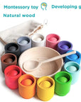 - Montessori Wooden Balls in Cups Sorter - Rainbow Colour Sorting Game Baby Stork Baby & Kids > Toys