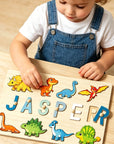 - Personalised Dinosaur Wooden Name Puzzle | Custom Montessori Learning Toy Baby Stork