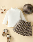 - Houndstooth Baby & Toddler Skirt Outfit with Beret Baby Stork