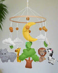 - Baby Nursery Mobile - Soft Felt Jungle Safari Zoo Animals Baby Stork Baby Mobile