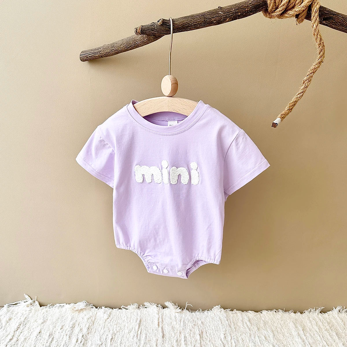 - Mini Textured Baby Romper – Soft Cotton Blend Bodysuit Baby Stork