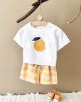 - Lemon Gingham Baby Set – 2 Piece Outfit | Yellow Baby Stork
