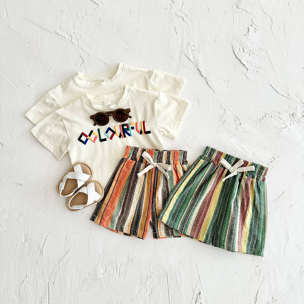 - Colourful Green Striped Shorts Set – 2 Piece Baby Outfit Baby Stork