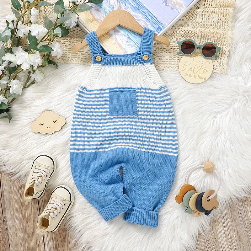 - Baby Knit Stripe Overalls Baby Stork