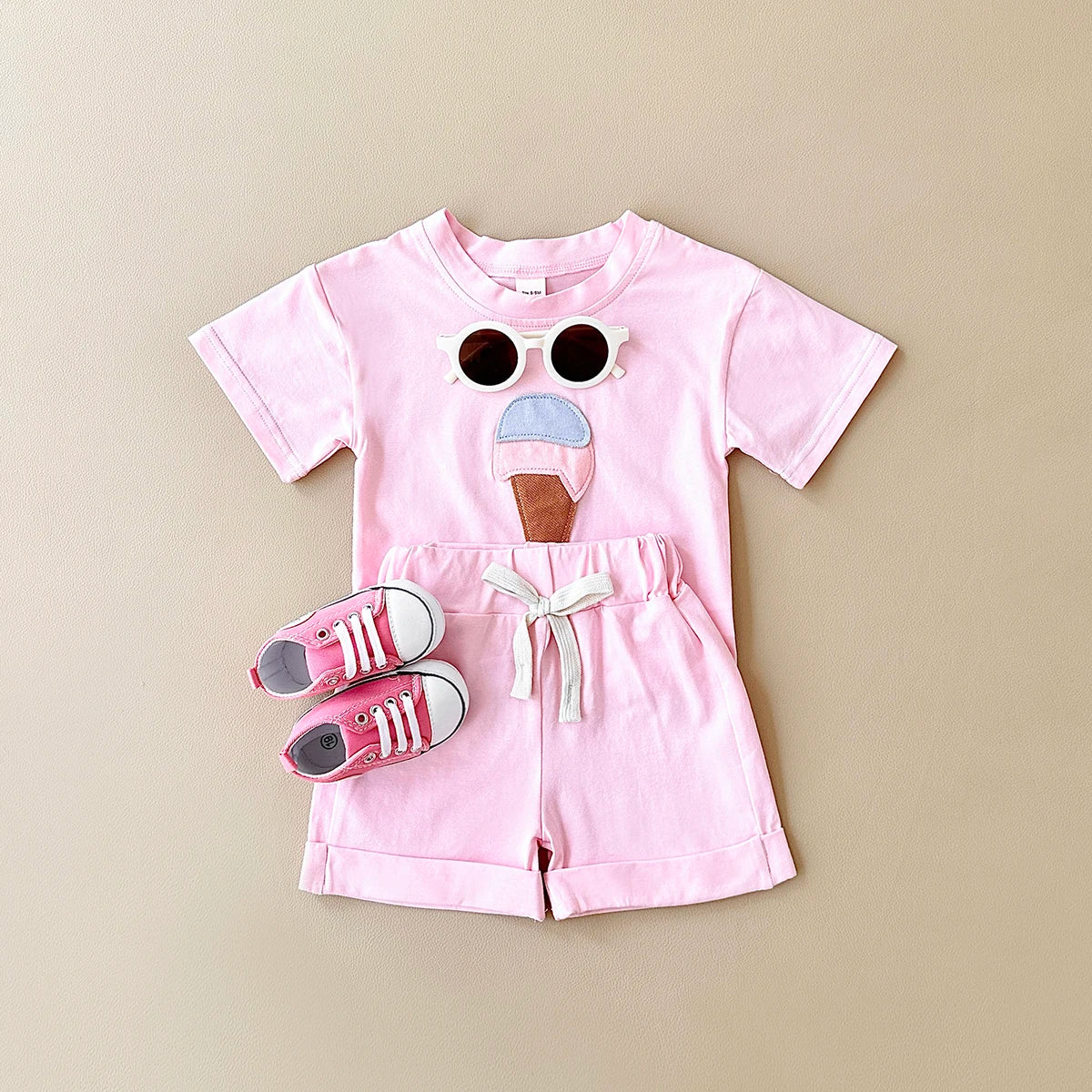 - Ice Cream 2 Piece Set – Cotton Tee &amp; Shorts Baby Stork