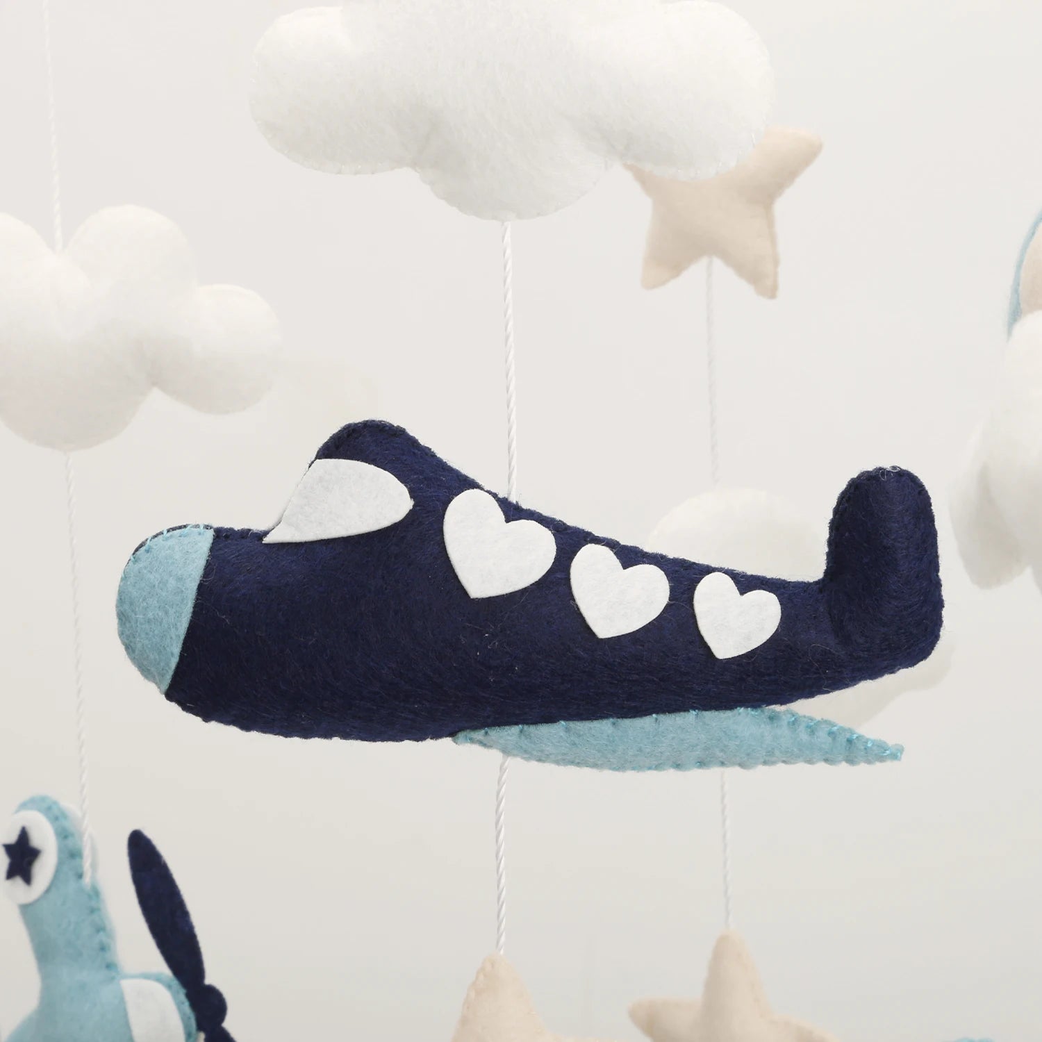 - Hot Air Balloon & Airplane Felt Baby Mobile Baby Stork