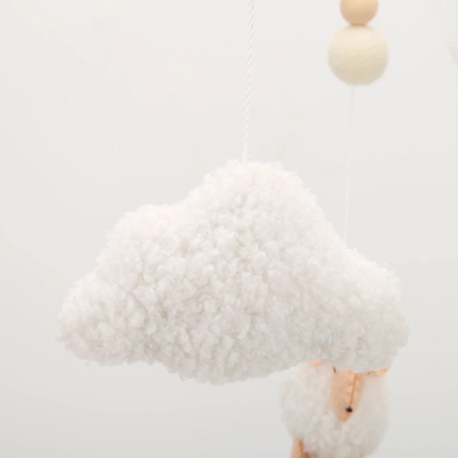 Bouclé Sheep Baby Mobile | Neutral Nursery Mobile with Sheep, Moon &amp; Clouds