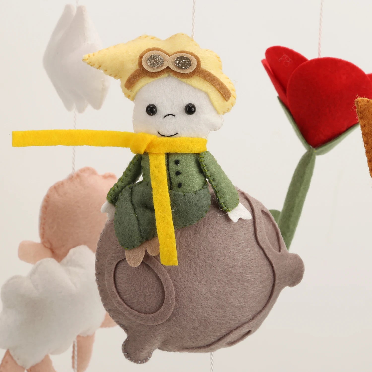 - Little Prince & Friends Felt Baby Mobile – Nursery Cot Mobile Baby Stork Baby Mobile