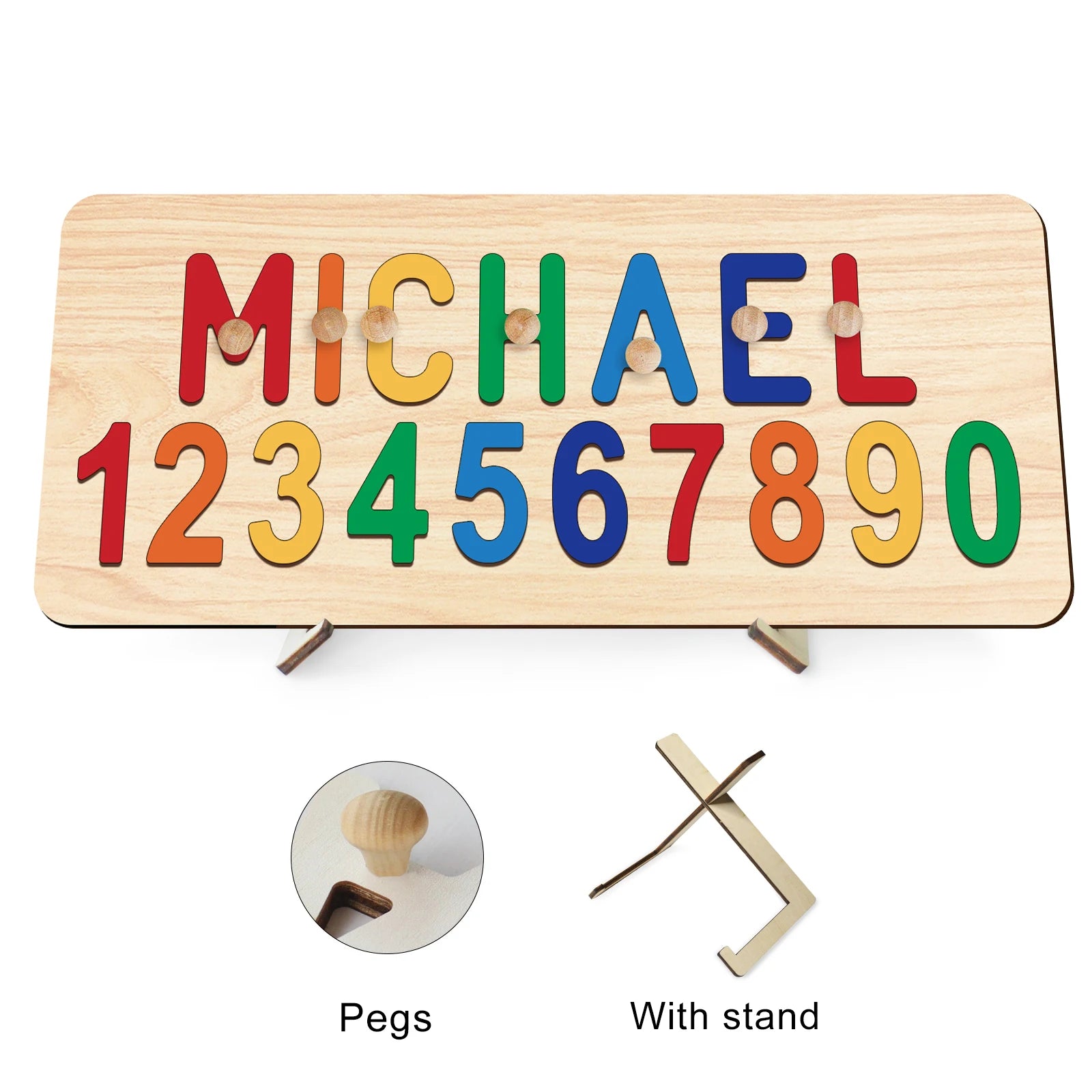 - Custom Wooden Name &amp; Number Puzzle – Personalised Educational Toy Baby Stork