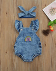 - Denim Rainbow Romper Set Baby Stork