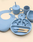 Silicone Feeding Set with Bib, Plate, Bowl & Snack Cup