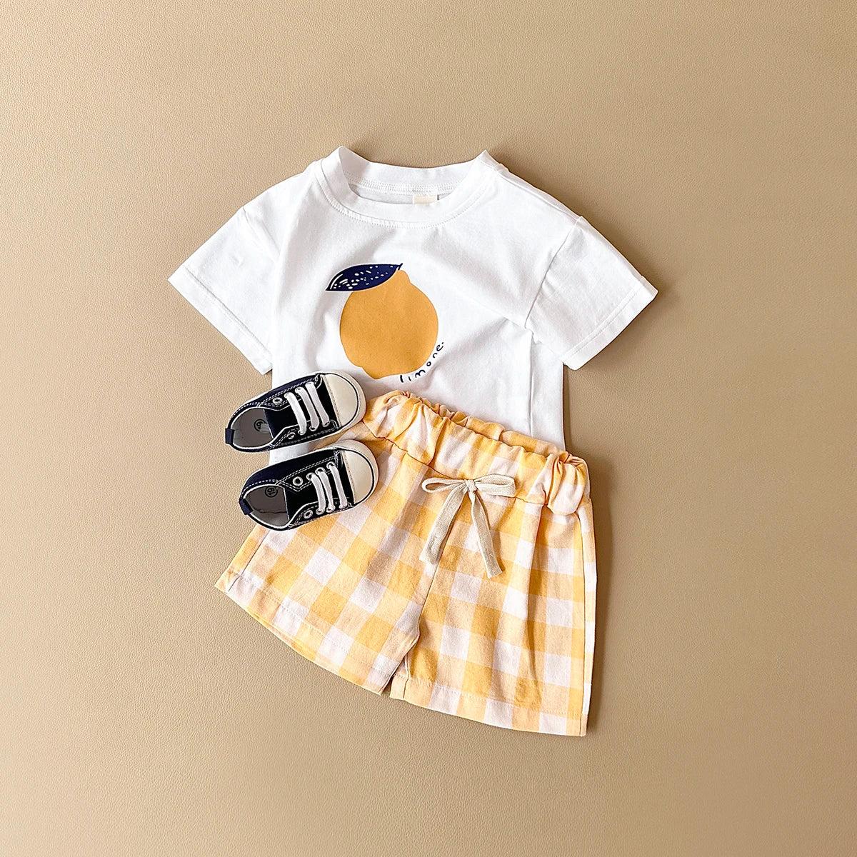 - Lemon Gingham Baby Set – 2 Piece Outfit | Yellow Baby Stork