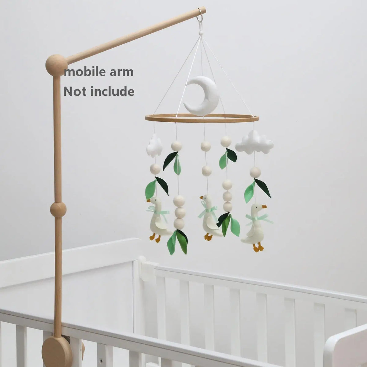- Goose & Leaves Felt Cot Mobile - Green & Cream AE