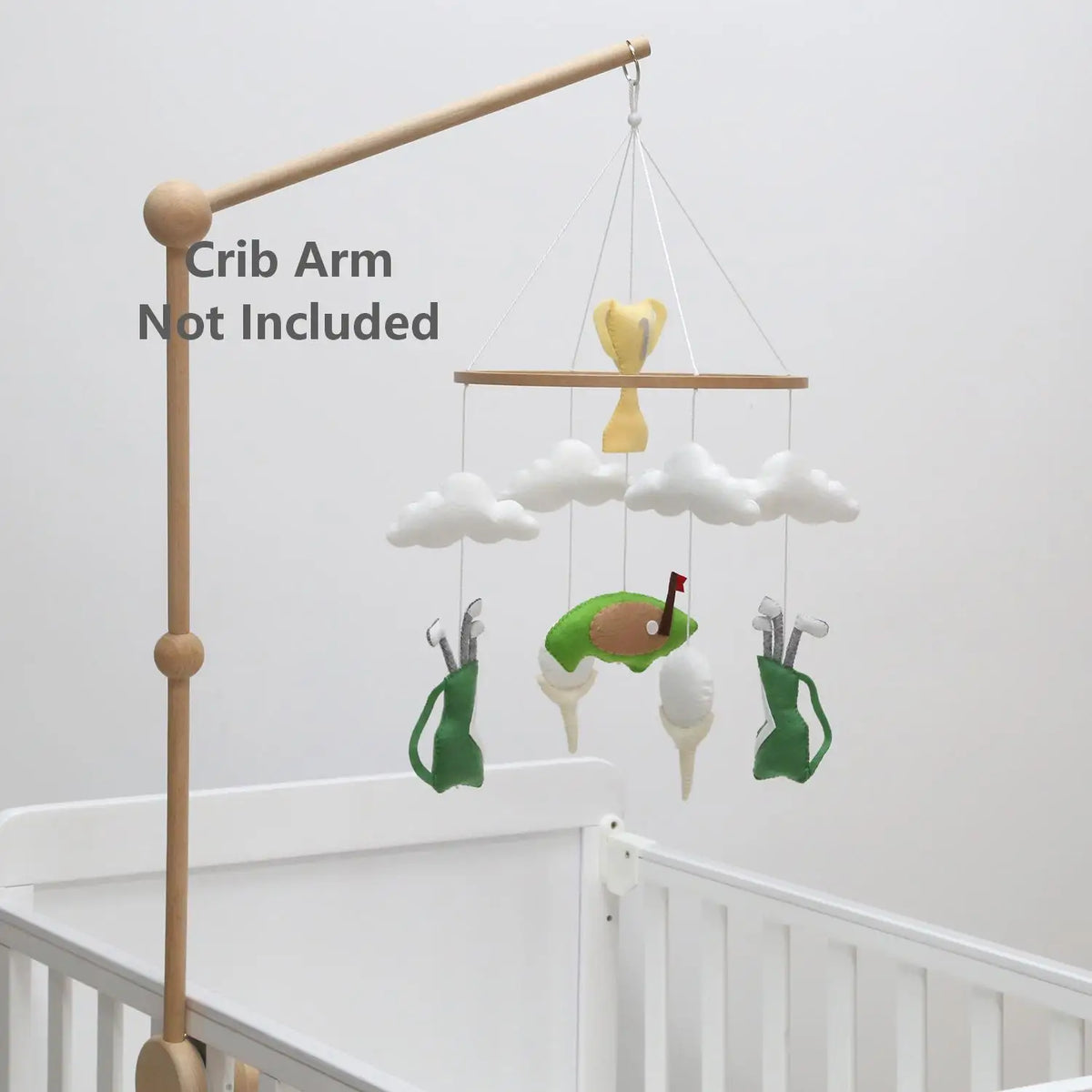 - Golf & Clouds Felt Cot Mobile - Green & White AE