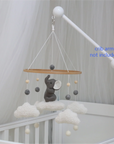 - Elephant Baby Mobile with Bouclé Clouds | Neutral Nursery Decor Baby Stork