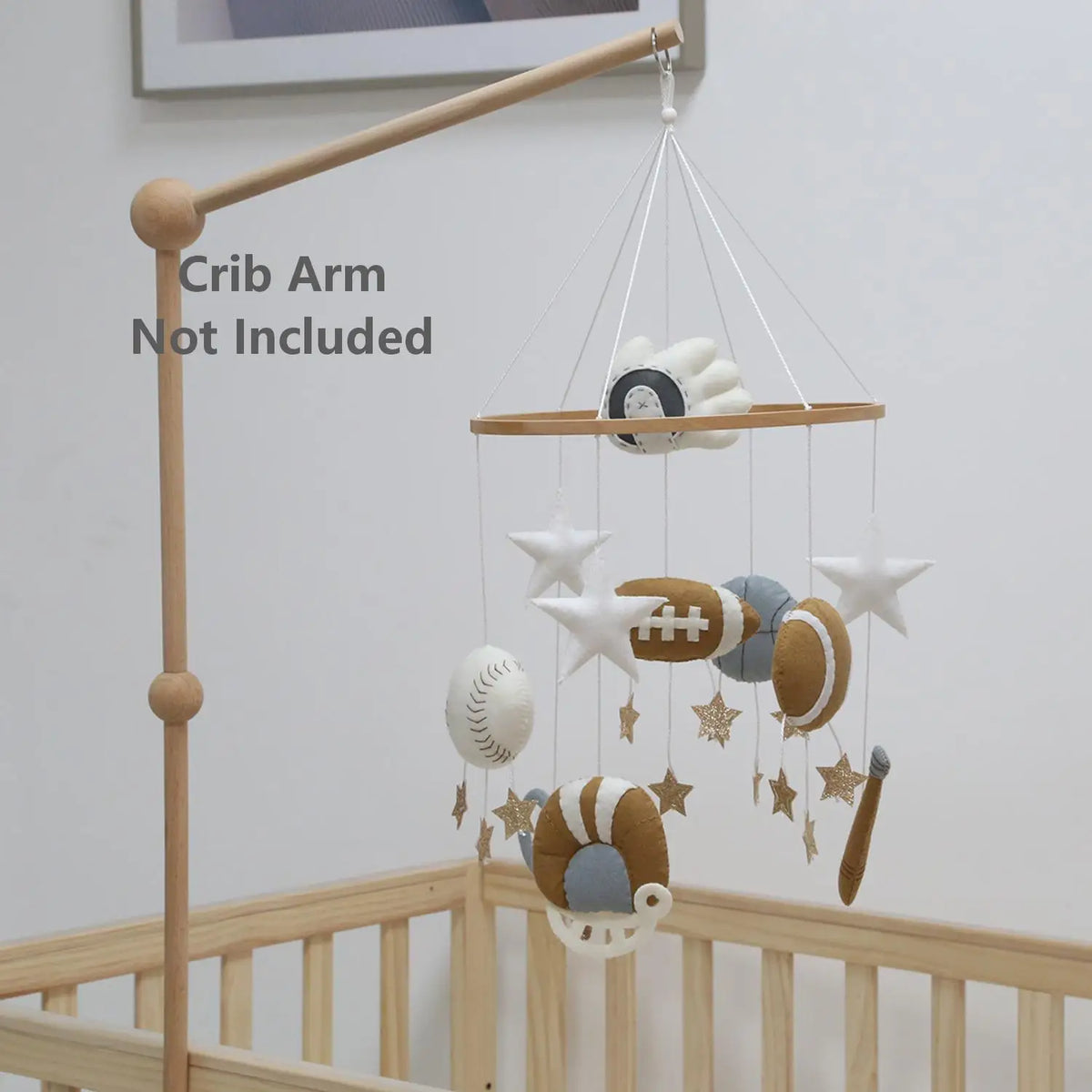 - Sports & Stars Felt Cot Mobile - Tan & Cream AE