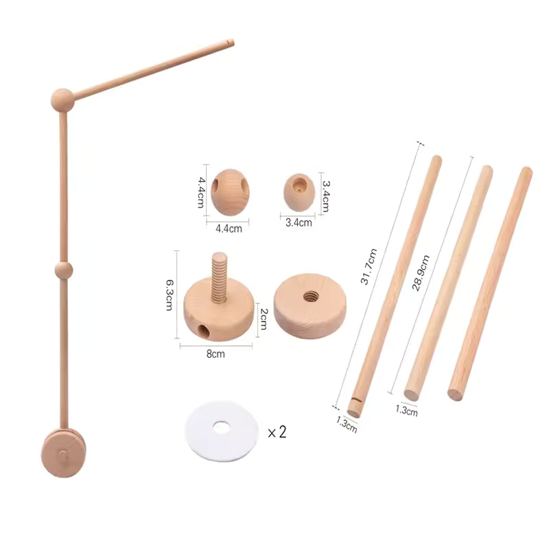 - Wooden Cot Arm – Classic Round Design Baby Stork Baby Mobile