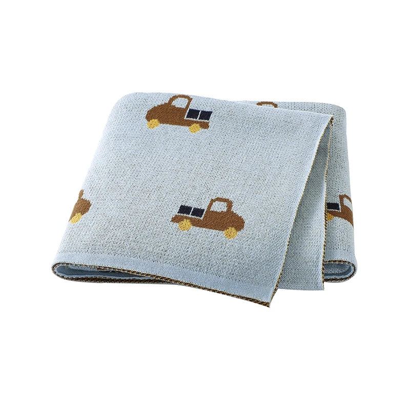 Baby Blue - Truck Pattern Baby Blanket – 90 × 70 cm | Soft Acrylic | 6 Colours Baby Stork