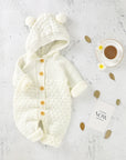 Cream - Baby Bear Hooded Knit Jumpsuit Baby Stork